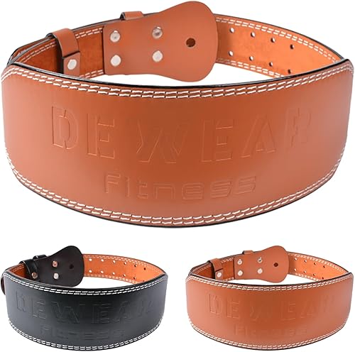 Miniatura 2 de Cinturón de cuero para levantamiento de pesas, soporte lumbar acolchado de 4 y 6 pulgadas, 10 agujeros ajustables, cinturón de peso para gimnasio,