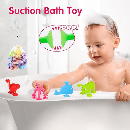 Miniatura 2 de Juguete de baño con succión para niños de 3, 4, 5 años, 10 chupones de baño de animales para niños pequeños, herramientas de ducha con ventana con