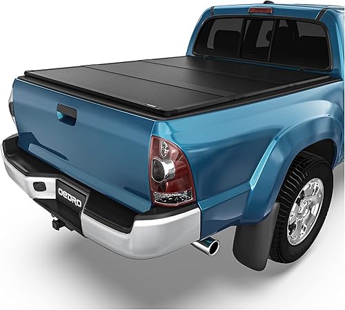 Miniatura 11 de oEdRo - Cubierta suave de tres pliegues para plataforma de camioneta, compatible con Toyota Tacoma 2005-2015 con plataforma Fleetside de 5 pies