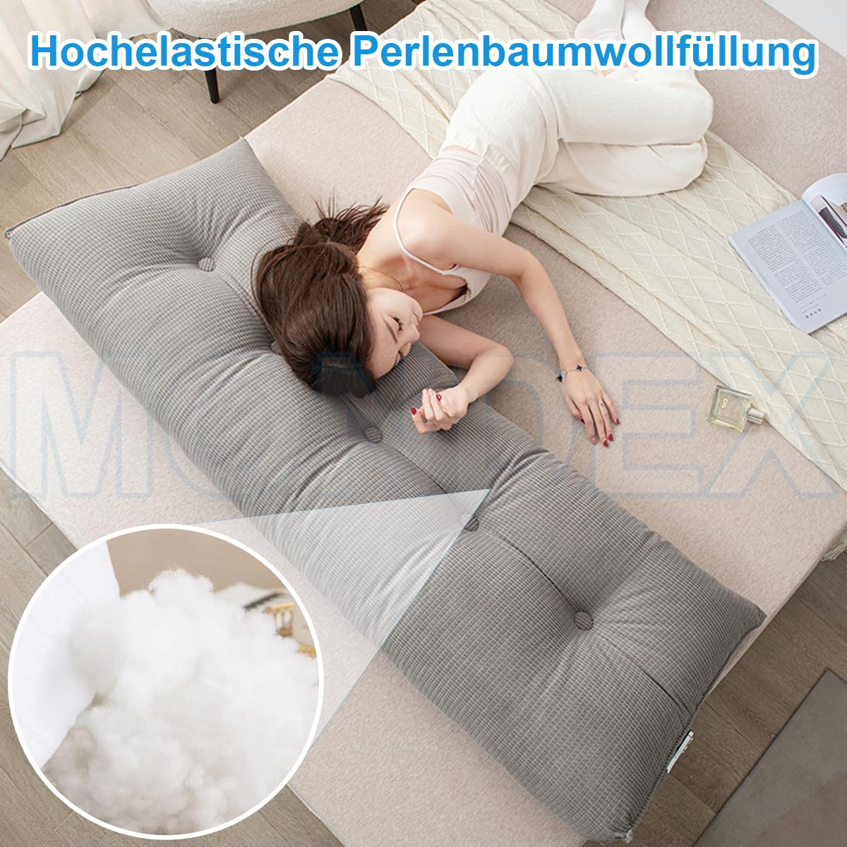 Almohada grande verde de apoyo para la espalda para cama y sofá, cojín de lectura lavable, 140 x 50 x 20 cm, ideal para comodidad y apoyo postural, perfecto para sofá y cama