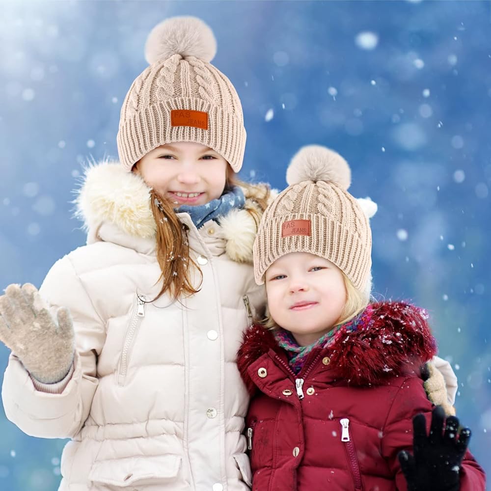 Set Invernale Bambini 3 In 1 - Cappello Con PomPom, Sciarpa E Guanti In Maglia Termica, Morbido E Caldo, Per 1-5 Anni - Foto 10