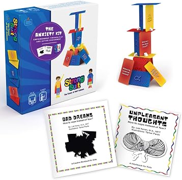 StrongSuit Anxiety Kit, Coping Skills Game & 2 Workbooks for Kids & Teens | Therapy bundle with tower game and 2 workbooks for emotional regulation; for therapists, counselors, teachers and parents