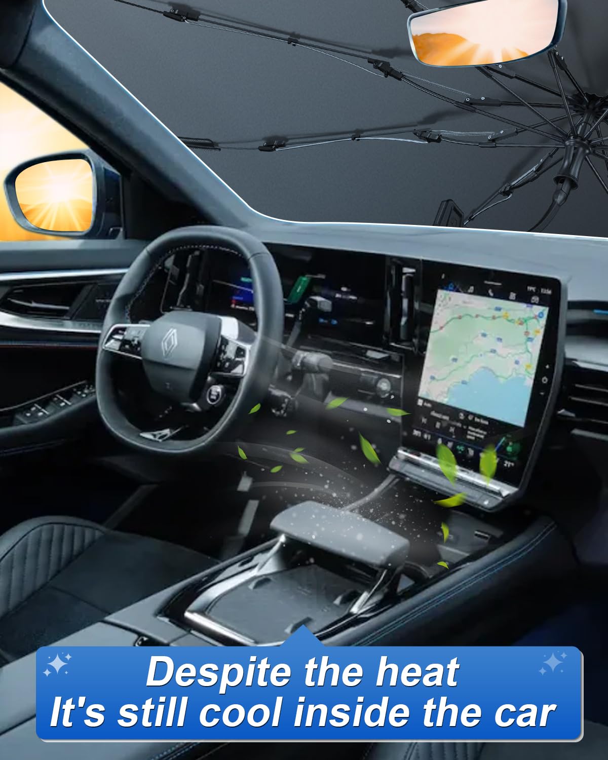 SHAOHAO Conpatible con R*enault Rafale 2024 2025 Parasol Coche Delantero Protector Solar Parasol Paraguas Coche Resiste a los Rayos UV Plegable R*enault Rafale Accesorios
