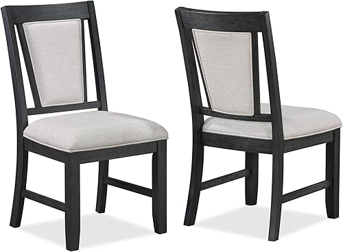 Juego de 2 sillas de comedor contemporáneas tapizadas y acolchadas, muebles de madera para comedor, mesa de cocina, juegos de sillas, color gris