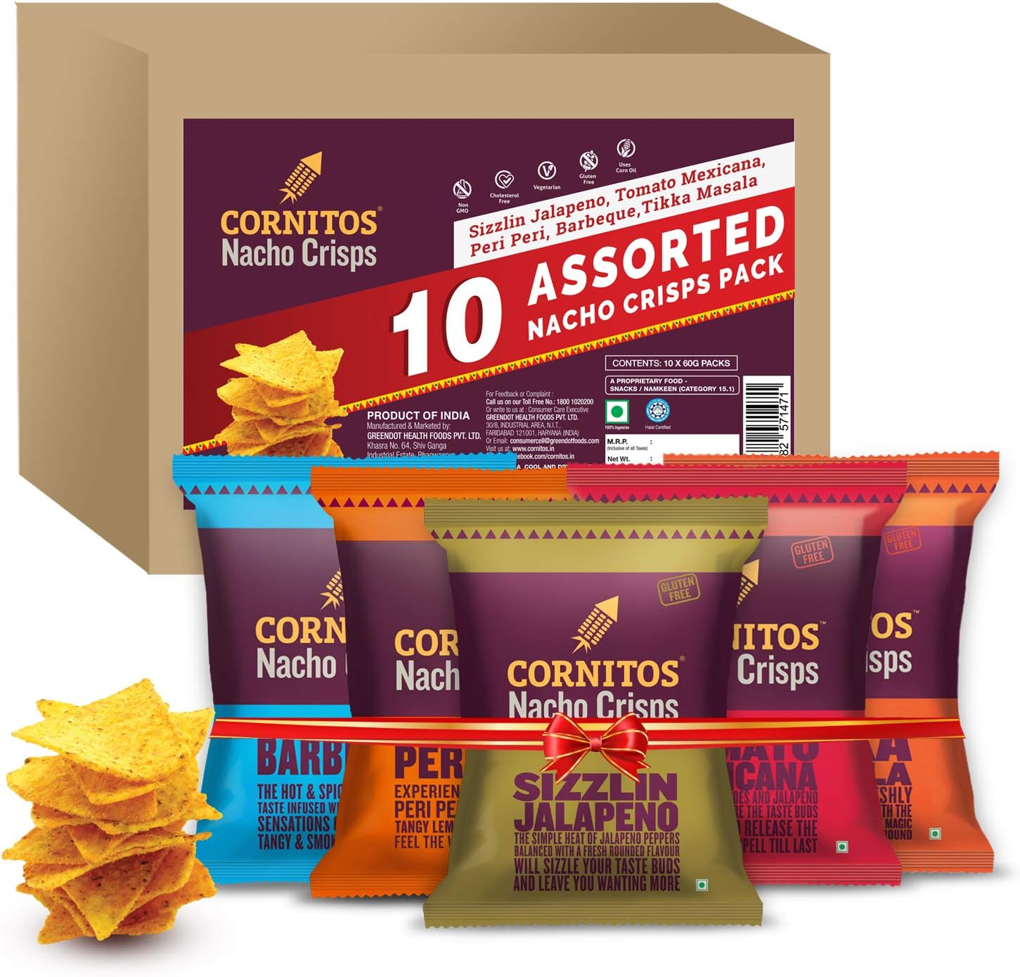 Cornitos Assorted Nacho Crisps 550 grams, Pack of 10 x 55 grams
