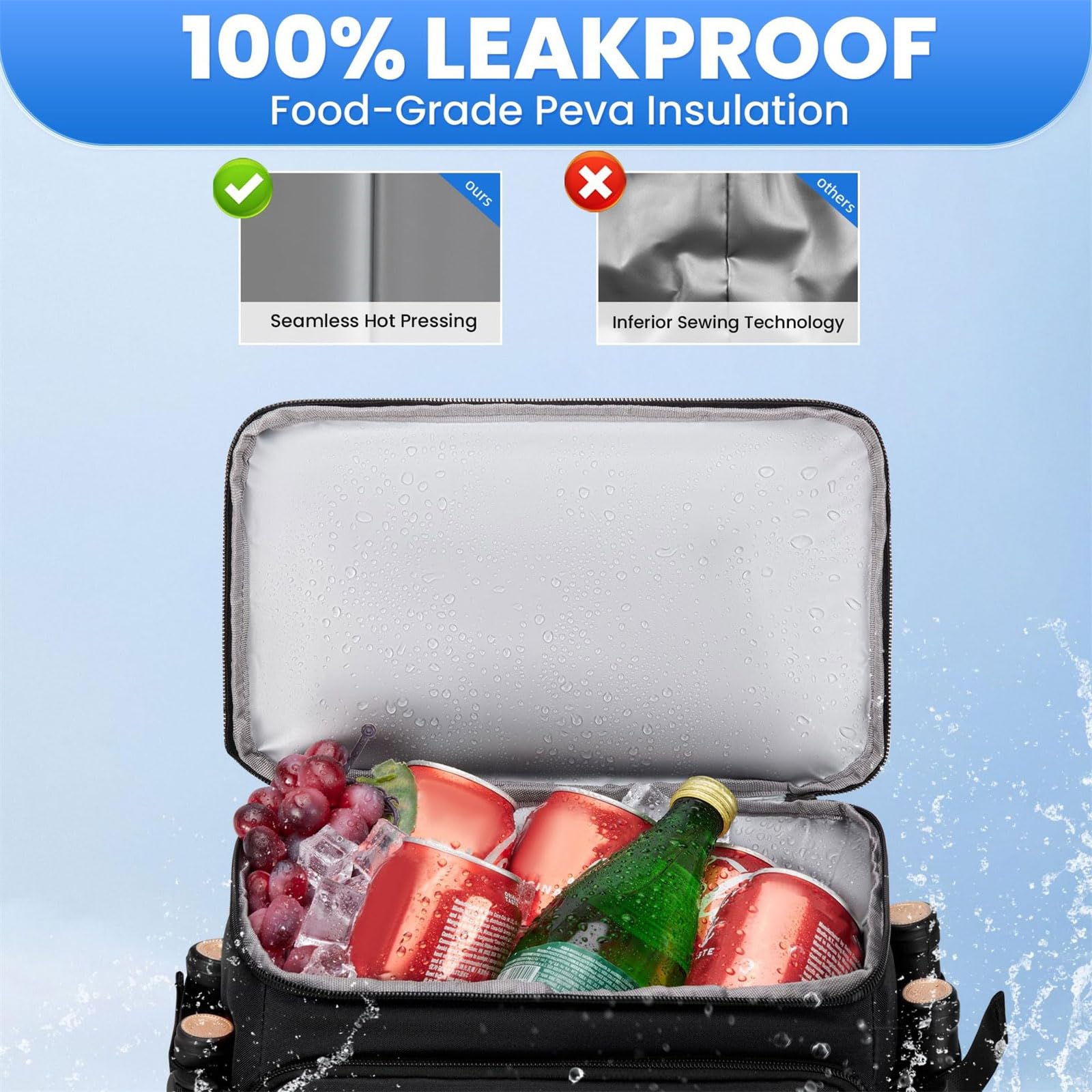 Zaino refrigerante ergonomico per picnic isolamento spesso tecnologia a tenuta stagna spazioso stoccaggio tessuto Oxford attività all'aperto borsa termica
