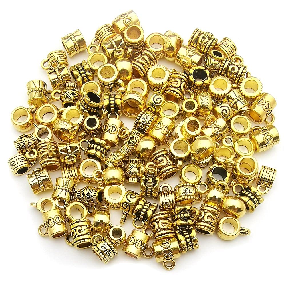 100 Stück Verschluss-Perlen-Charms, Bügelrohr-Perlen, lose Abstandshalter, Perlenaufhänger für Schmuckherstellung, DIY, Halsketten, Armbänder