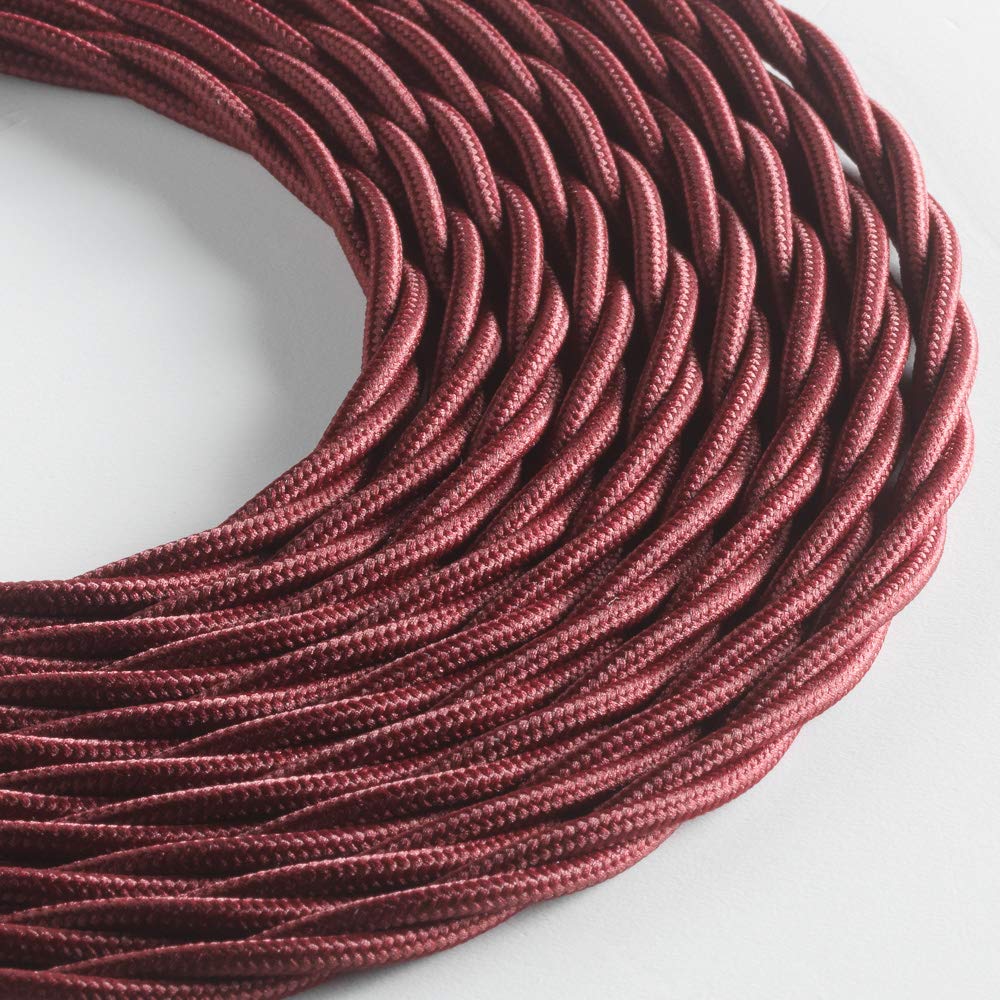 Klartext LUMIÈRE Textilkabel Für Beleuchtung – 3x0,75mm, Rot, 3 Meter, Inkl. Erdkabel
