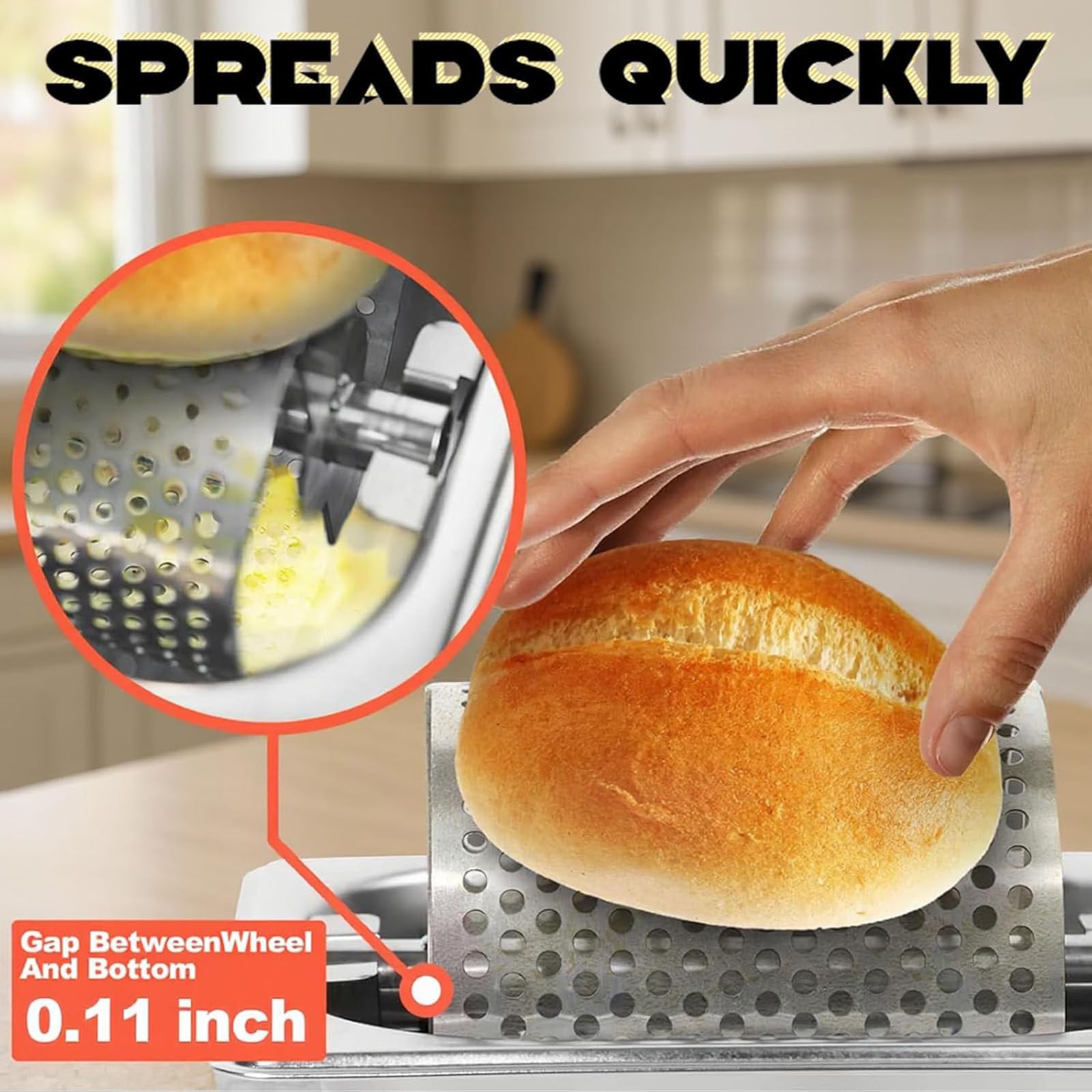 Elektrischer Butterstreuer, Edelstahlspender, schnelles gleichmäßiges Schmelzen, einstellbar 0-110°C, für Maiswaffeln, Burger, Toast