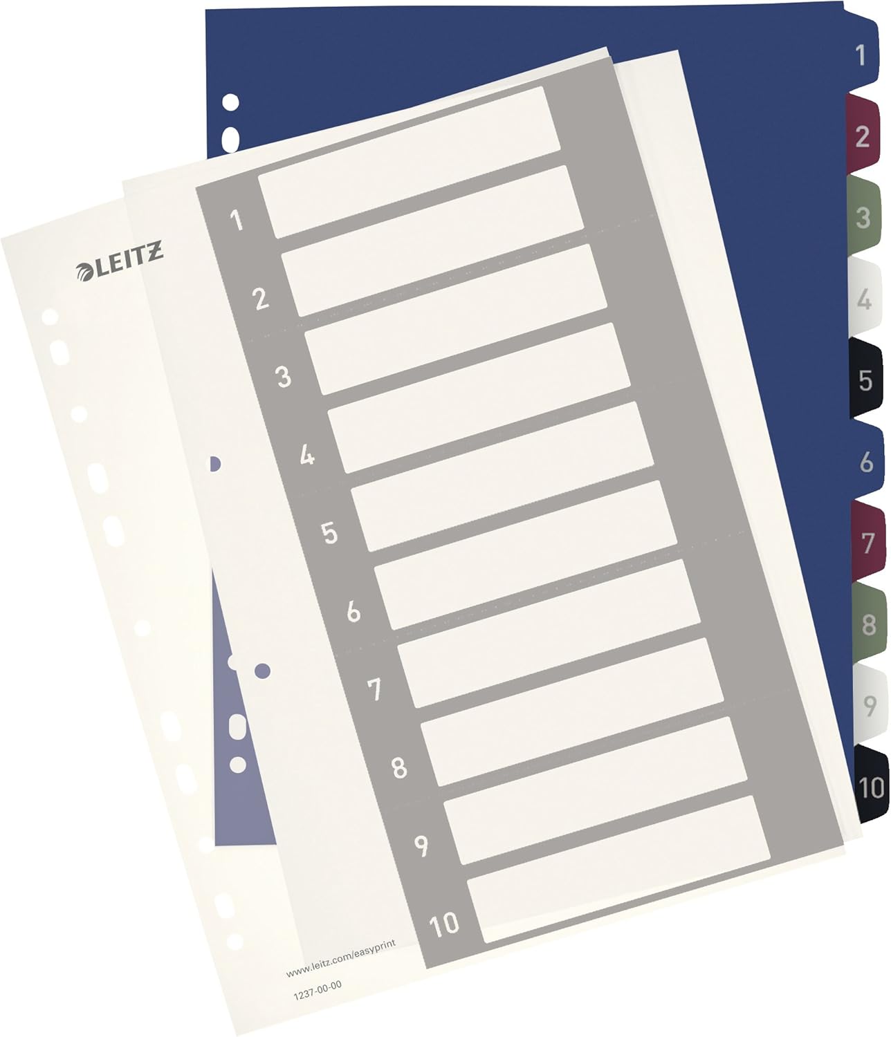 Leitz 1-20 Index, A4, PC Printable, Heavy Duty Plastic, Extra Wide, 12390000 - Multi-Colour