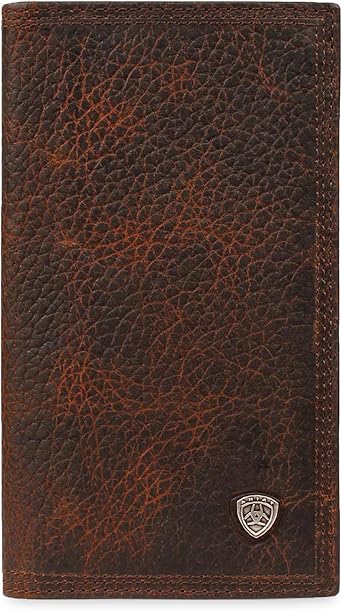 ARIAT Men's Rodeo Wallet in Oil Tan Leather with Brand Concho, ID and Card Slots
