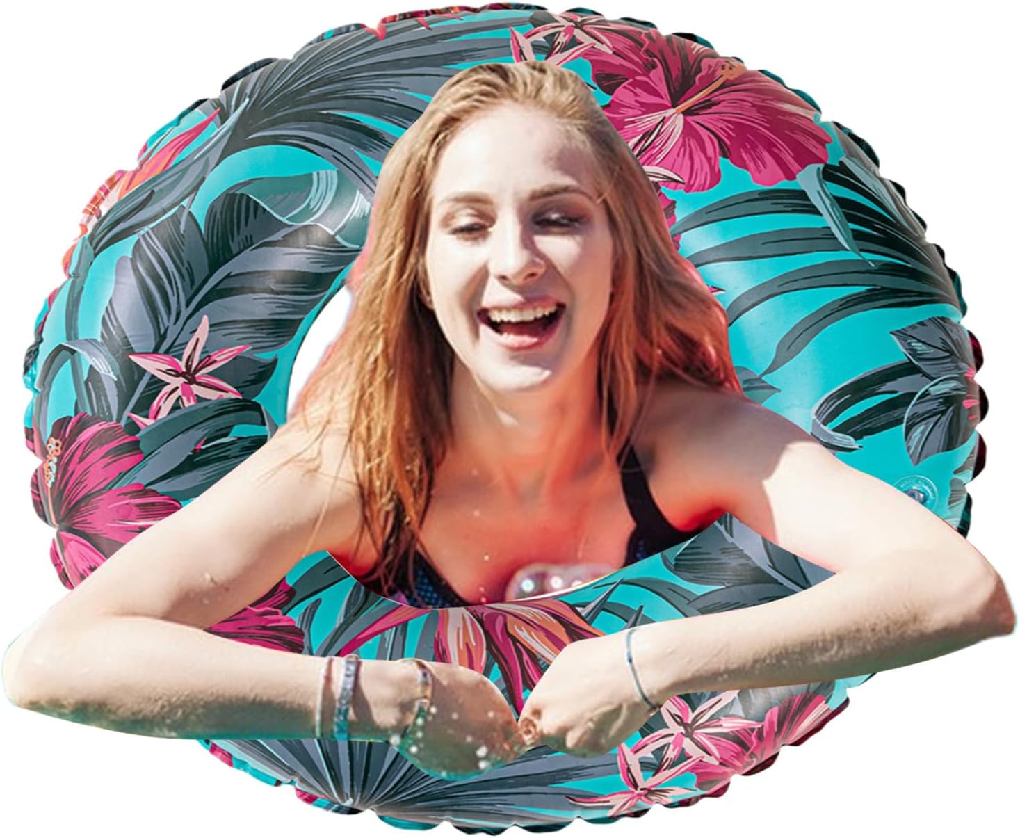 Inflatable Tube,Large Tropical Plant Portable Raft,Pool Float Ring Inflatable Toys - for Adults Swimming Summer Party Outdoor Travel Vacation Beach Lake River Yard Gym