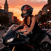 Vista 3 de Cascos de motocicleta modulares de cara completa, Casco de motocicleta de cara completa con certificación DOT, con visor abatible dual, para Rojo