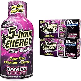 5-hour ENERGY Extra Strength Gamer Shots, Rocket Raspberry Flavor, 1.93 fl oz, 20 Pack