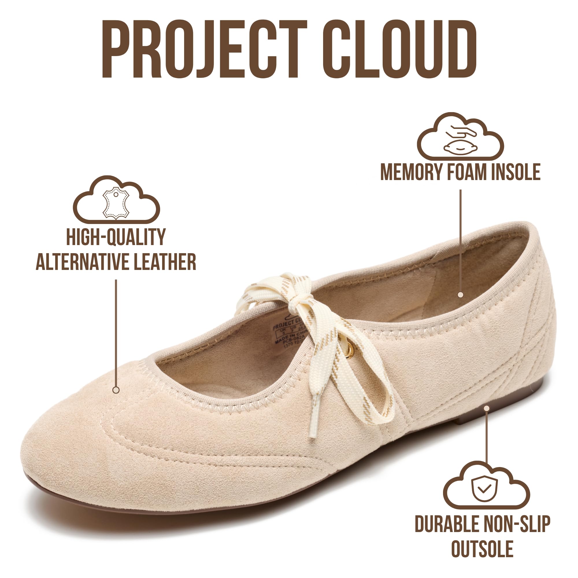 Project Cloud Fashion Mary Jane Shoes Women - Womens Ballet Flats with Memory Foam Insole - Lightweight & Non-Slip Ballet Flats Shoes for Women 2026 (Emilee) — view 2