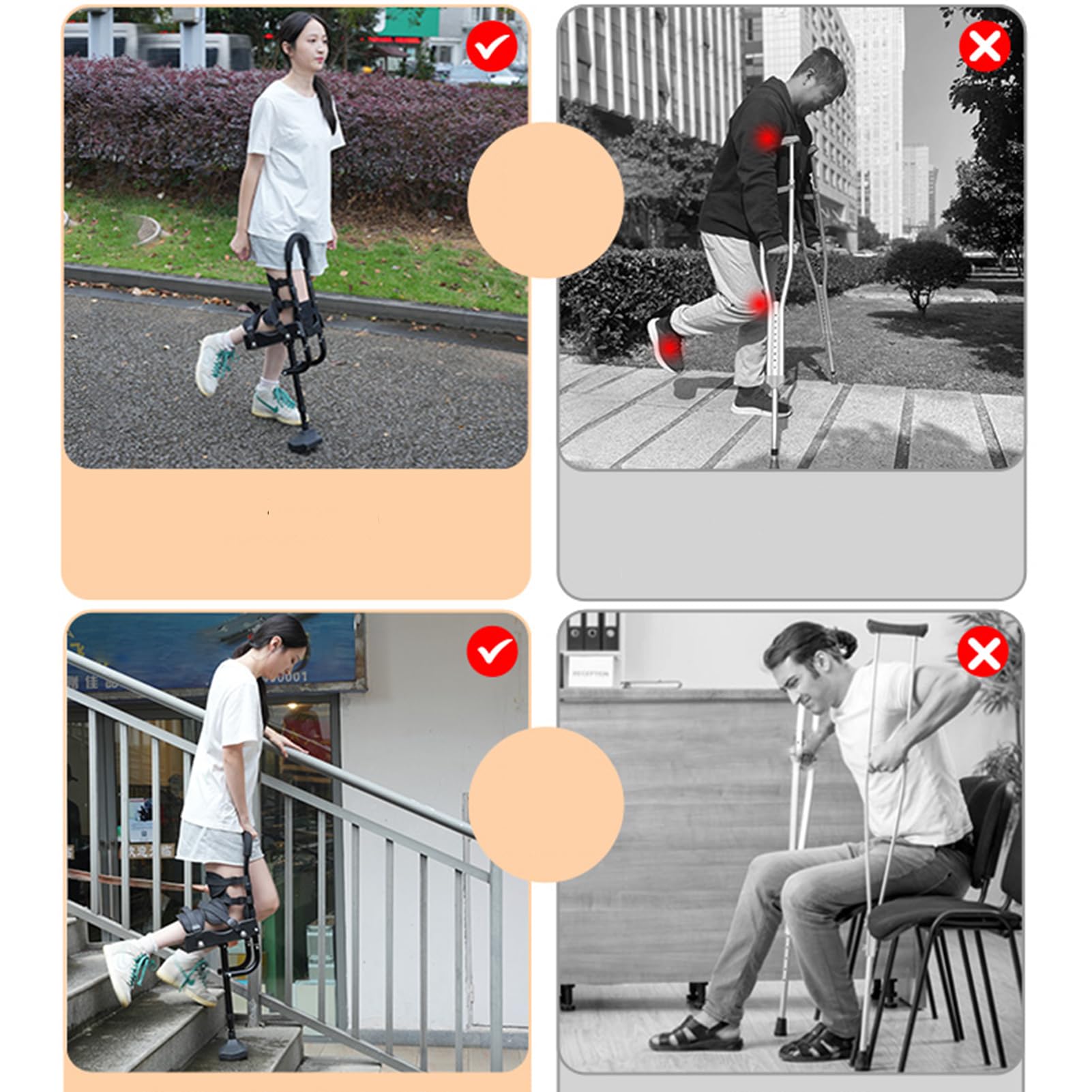 Muleta manos libres, muleta telescópica para caminar, ayuda de movilidad para recuperación de lesiones y fractura de tobillo, ideal para personas con discapacidad y ancianos