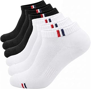 Men's Cotton Athletic Ankle Socks 6 Pack Low Cut Casual Comfort