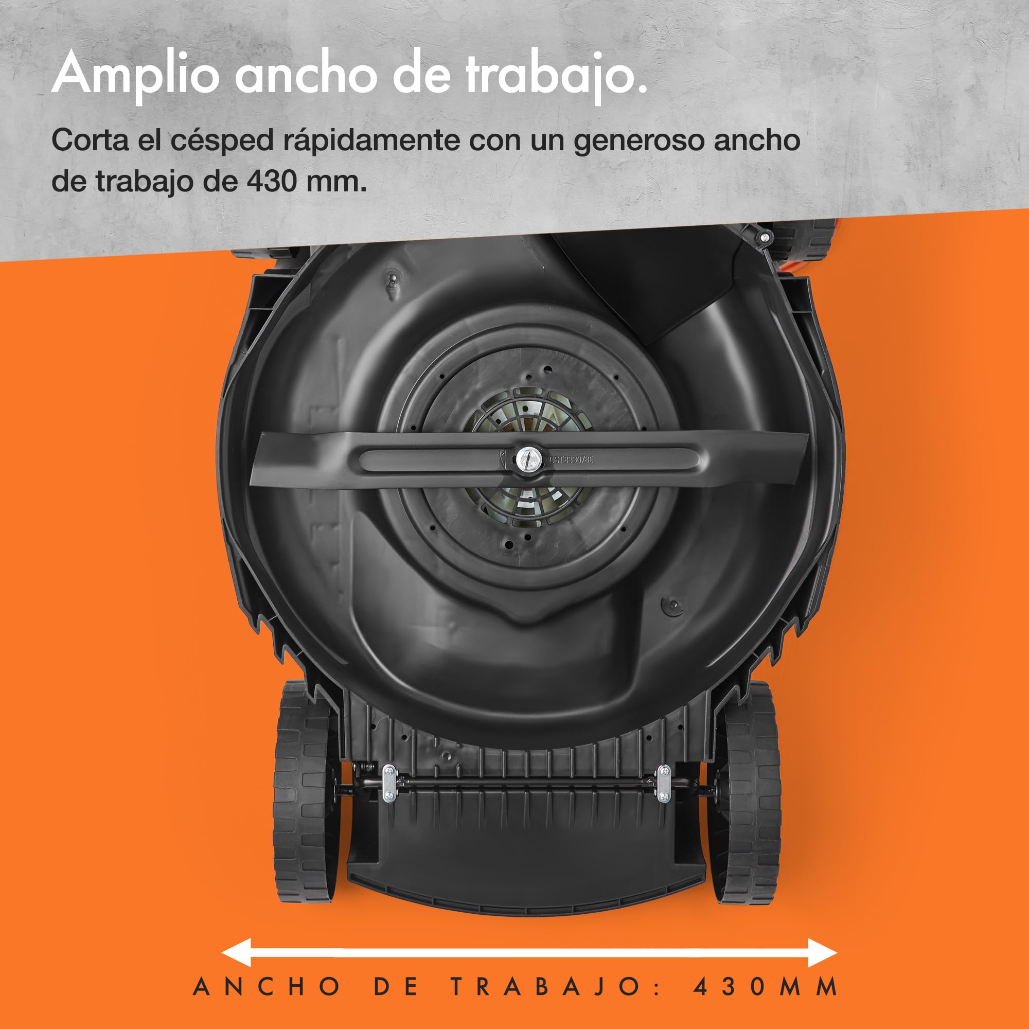 VonHaus Cortacésped Eléctrico - Cortadora de Césped Eléctrica, 380-430 mm de Ancho de Trabajo - Bolsa de 42-52 L, Manillar Plegable y Ajustable, 5 Niveles de Corte, Asa de Transporte (1800 W)