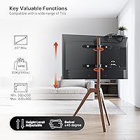 Vista 4 de PUTORSEN Soporte de TV con caballete de madera de alta calidad, trípode ajustable para pantalla LCD LED de 45 a 65 pulgadas, con estante superior