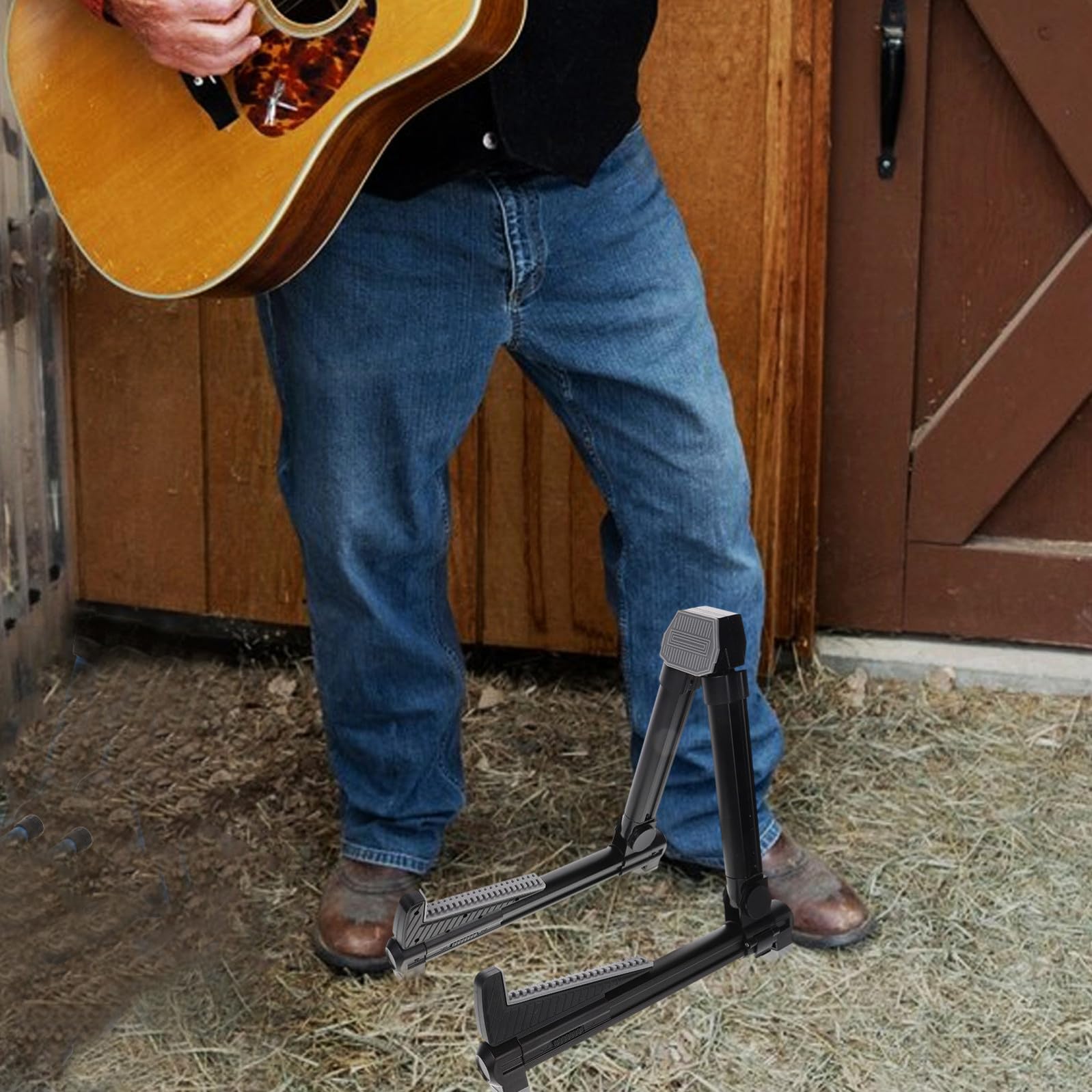 HOMSFOU Supporto Silicone Alluminio Pieghevole per Lega in Chitarra Facile da Trasportare e Montare Portatile Basso e Chitarra Acustica