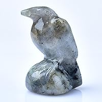 Vista 5 de Flame Stone Crystal Raven Statue 2" Natural Crystal Crow Figurine Healing Stone Raven Halloween Decor Office Home Decor Gift Collect