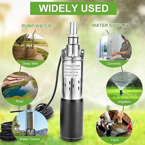 Miniatura 3 de STHang-D Bomba sumergible de pozo profundo de 12 V DC 200 W Bomba de agua eléctrica con energía solar, tornillo de acero inoxidable Bomba de salida