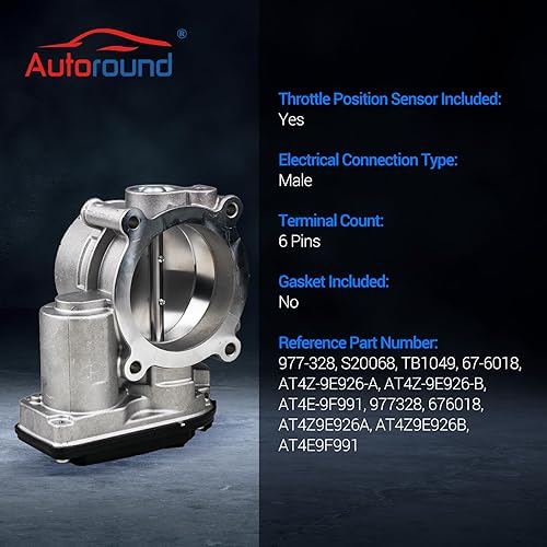 Miniatura 3 de Autoround Cuerpo del acelerador electrónico S20068 para Ford Explorer/Edge/Mustang/F-150 / Taurus/Flex, Lincoln MKZ/MKX/MKS, V6 3.5L 3.7L, repuesto