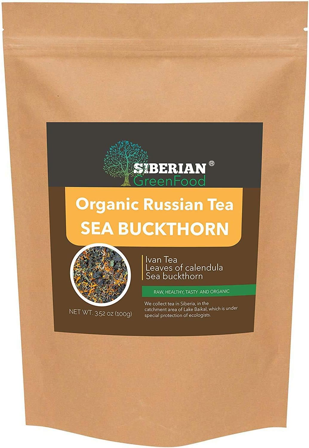 Sea buckthorn, Natural Tea drink based on Ivan tea, Premium quality (100gr / 3.5oz, Sea buckthorn)