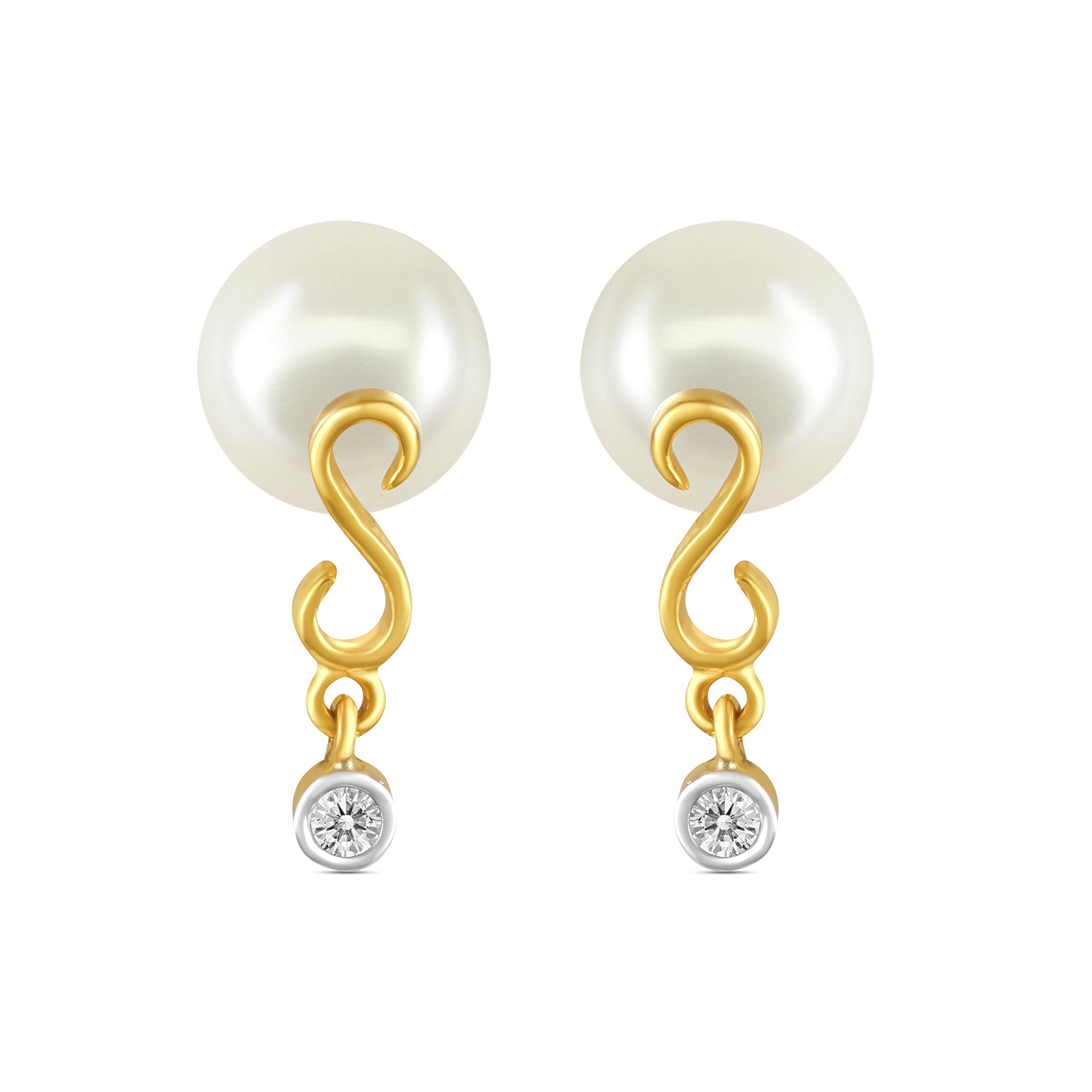 NaisshaJewels 14k (585) Yellow Gold Dangling Pearl Earring