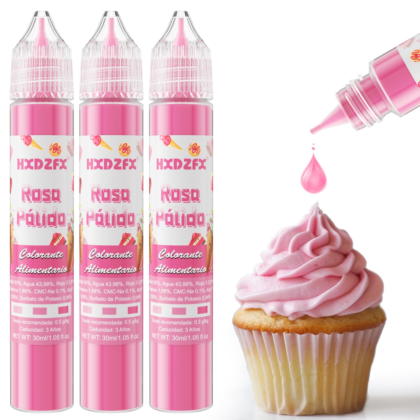 Colorante Alimentario Rojo - 30ml×3 Botellas Colorante Alimentario Alta Concentración Liquid Set para Repostería, Decoración de Tartas, Caramelos, Bebidas, Macarons — view 12