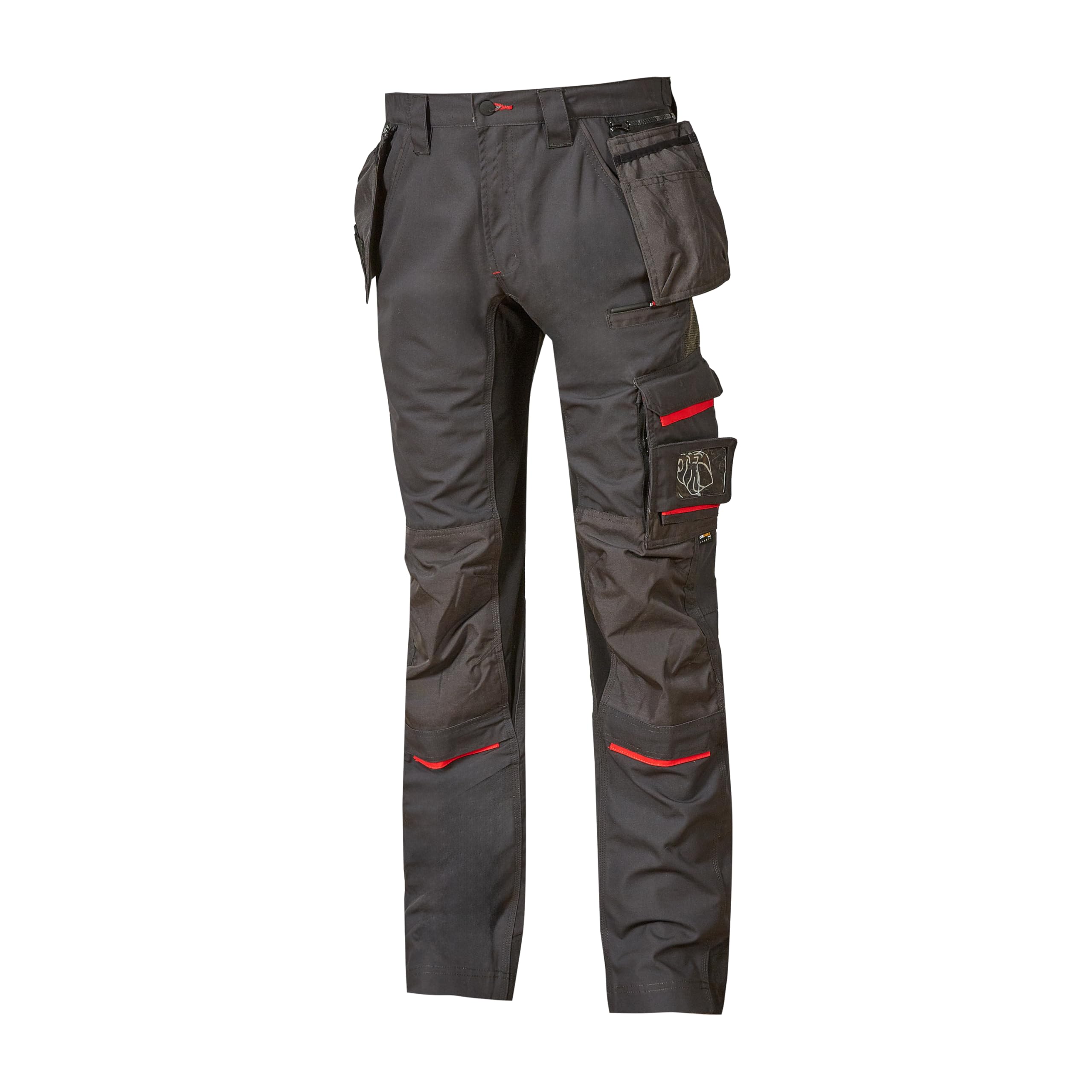 Pantalon Travail Professionnel Pantalon De Travail Homme U-Power - Cargo à Taille élastique, , Résistant - Taille 44 Noir Carbone Poches Genouillères