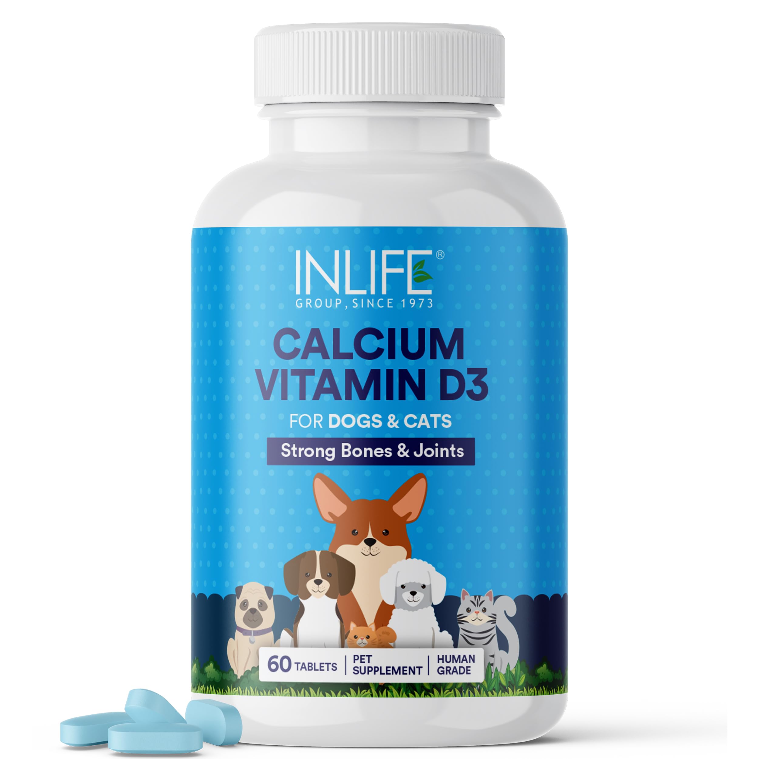 INLIFE Calcium Tablets for Dogs Cats and Pets with Vitamin D3 | Calcium Carbonate Supplement for Bone and Joint Support - 60 Tablets (B0CRHNB6H2) Amazon Price History, Amazon Price Tracker