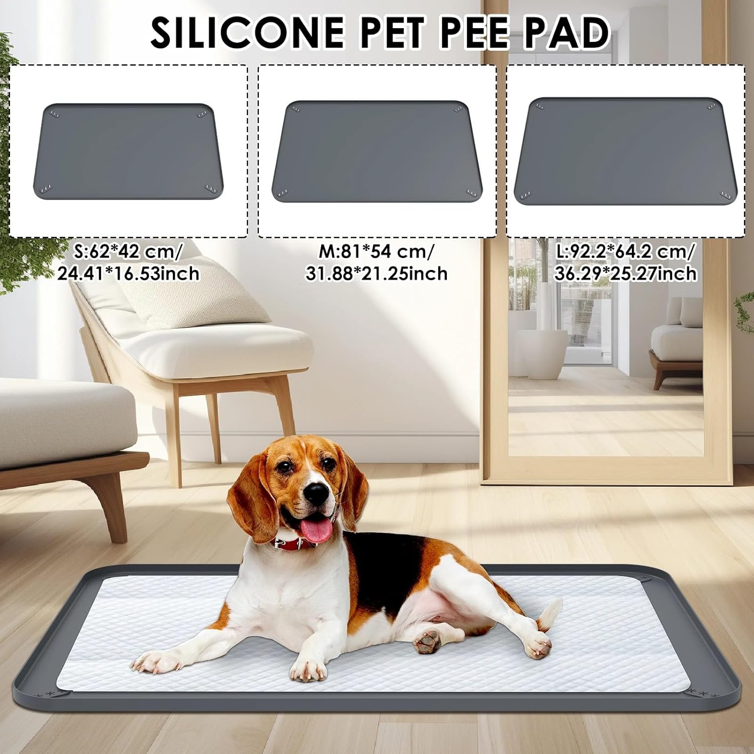 Silicone Pee Pad Holder Leak Proof Puppy Potty Training Pad Holder with Raised Edge S/M/L Dog Training Pad Holder Pet Supplies (S-1Pc)