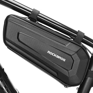 ROCKBROS Bike Frame Bag 2.5L Storage Triangle Under Top Tube Saddle Bag | Bicycle Water-Resistant Double Sided Reflective EVA Hard Shell Carbon Cycling Accessories Pouch for Mountain Road Bike