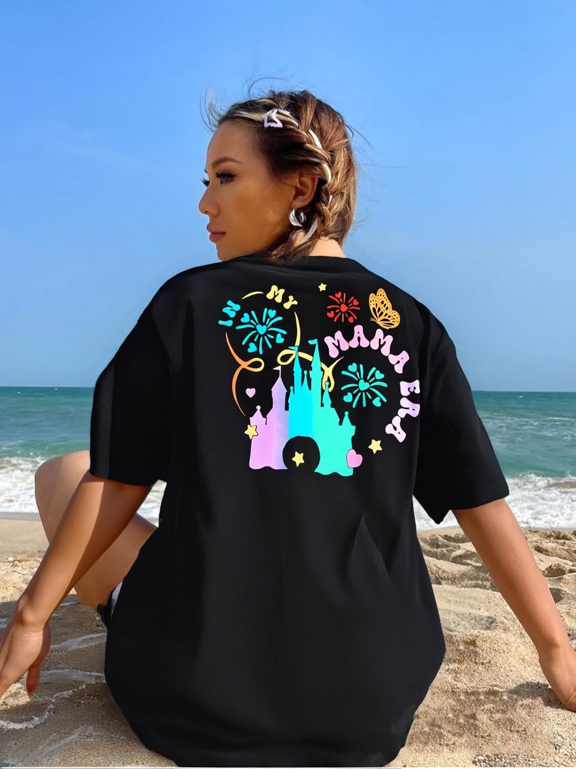 UNIQUEONE Mama Shirts for Women Mommy Tshirt: in My Mama Era Shirt Funny Mom Graphic Tees Oversized Tops - Image 3