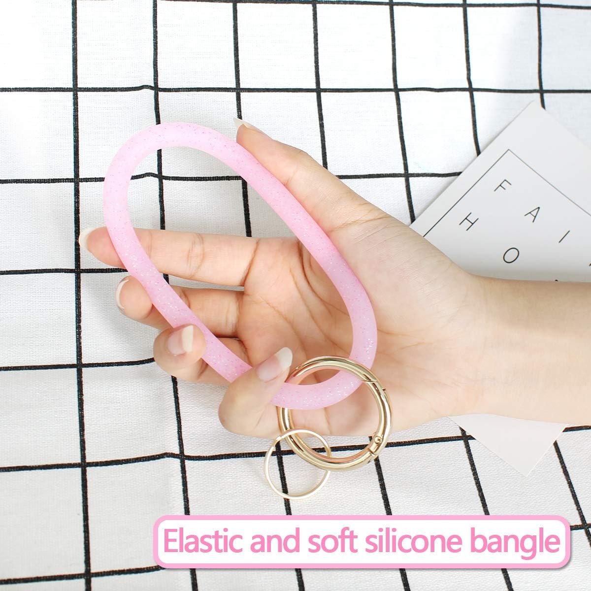 imeetu Wristlet Keychain, Circle Silicone Bangle Keyring Bracelet