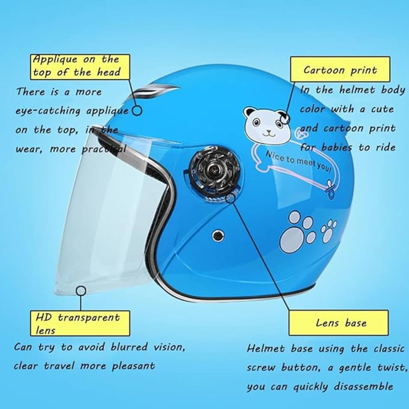 Casco Moto Per Bambini, Casco Scooter per Ragazzi e Ragazze di 4-16 Anni, con Visiera Antigraffio, Scooter Elettrico Omologato ECE/DOT Gloss Black