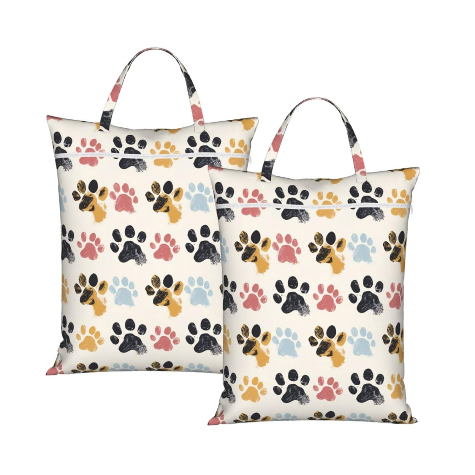 Large Travel Laundry Bags,Dog Paw Pattern Print with Handle Foldable Laundry Bag for Holidays Gym Swimming and Family Trips, 2Pcs