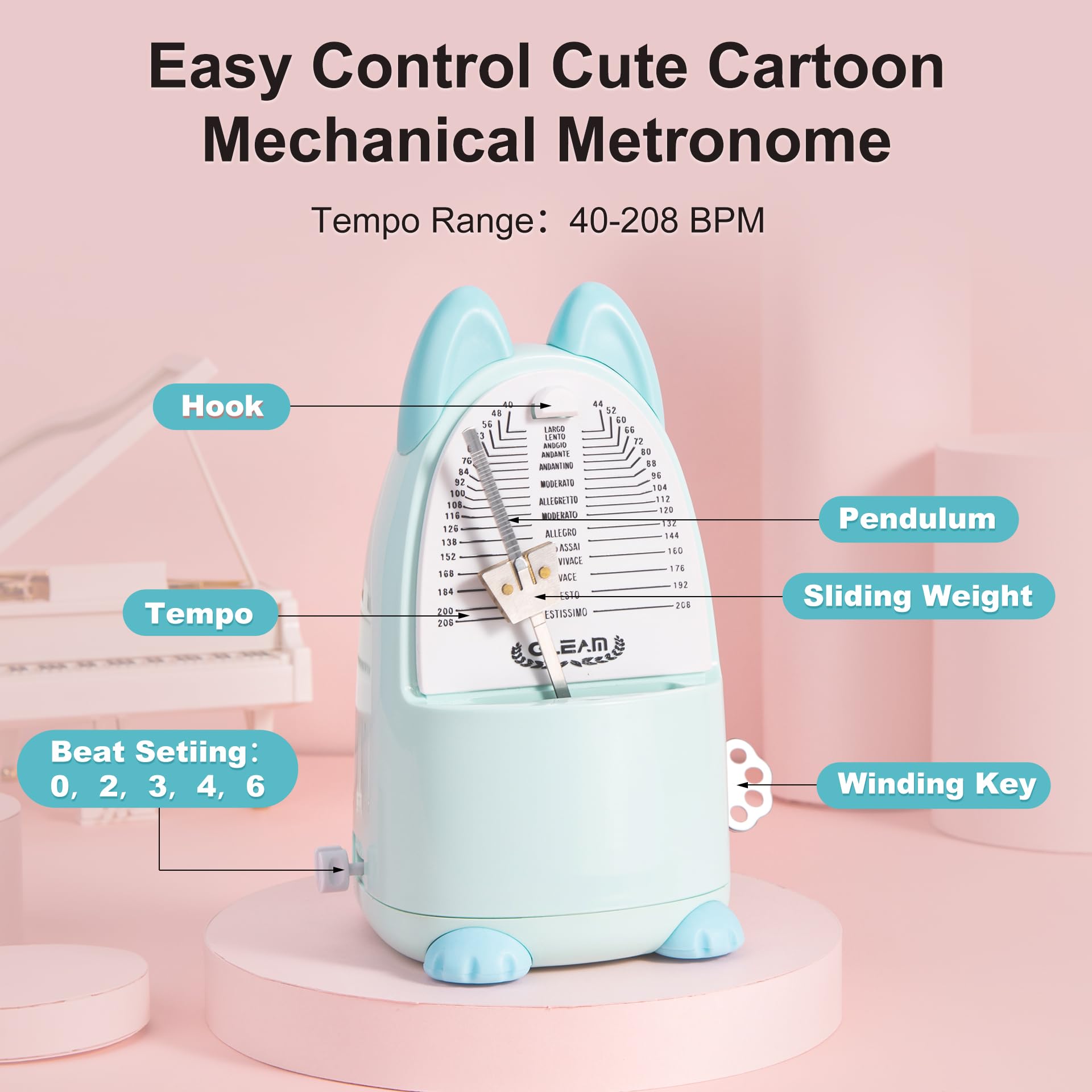 Cartoon Mechanisches Metronom für Klavier mit Glocke, Hund