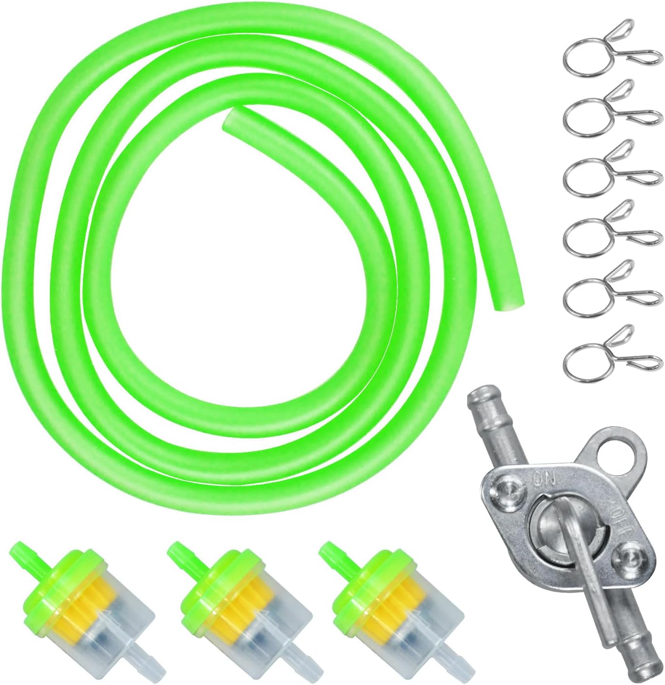 Gas Fuel Line Hose Clamps Fuel Filters with Inline Shut Off Valve Petcock Set for 50cc 70cc 90cc 110cc 125cc 150cc Taotao Coolster Apollo Baja ATV Four Wheeler Dirt Pit Bike (GREEN) Gas Fuel Line Hose Clamps Fuel Filters with Inline Shut Off Valve Petcock Set for 50cc 70cc 90cc 110cc 125cc 150cc Taotao Coolster Apollo Baja ATV Four Wheeler Dirt Pit Bike (GREEN)