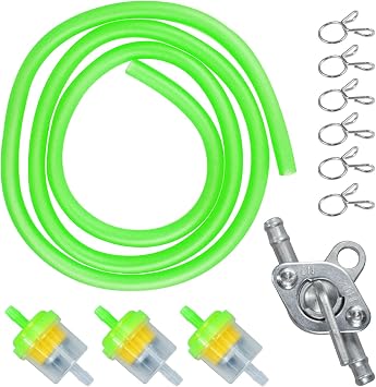 HOLATO Gas Fuel Line Hose Clamps Fuel Filters with Inline Shut Off Valve Petcock Set for 50cc 70cc 90cc 110cc 125cc 150cc Taotao Coolster Apollo Baja ATV Four Wheeler Dirt Pit Bike GREEN