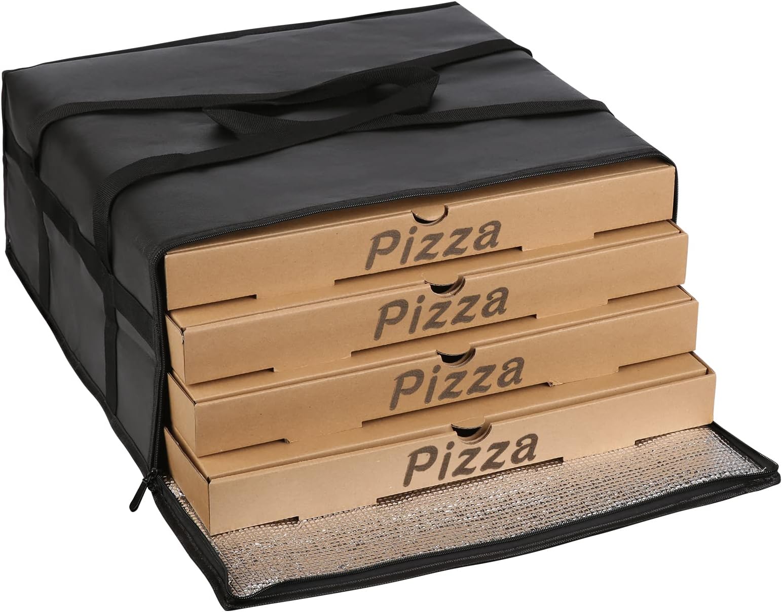 musbus Pizza Carrier Insulated Bags Large for Deliveries, Insulated Pizza Carrier Delivery Bag 20x20 Food Bag for Personal and Professional Use (Black), Black, 20W x 20D x 8H, Modern