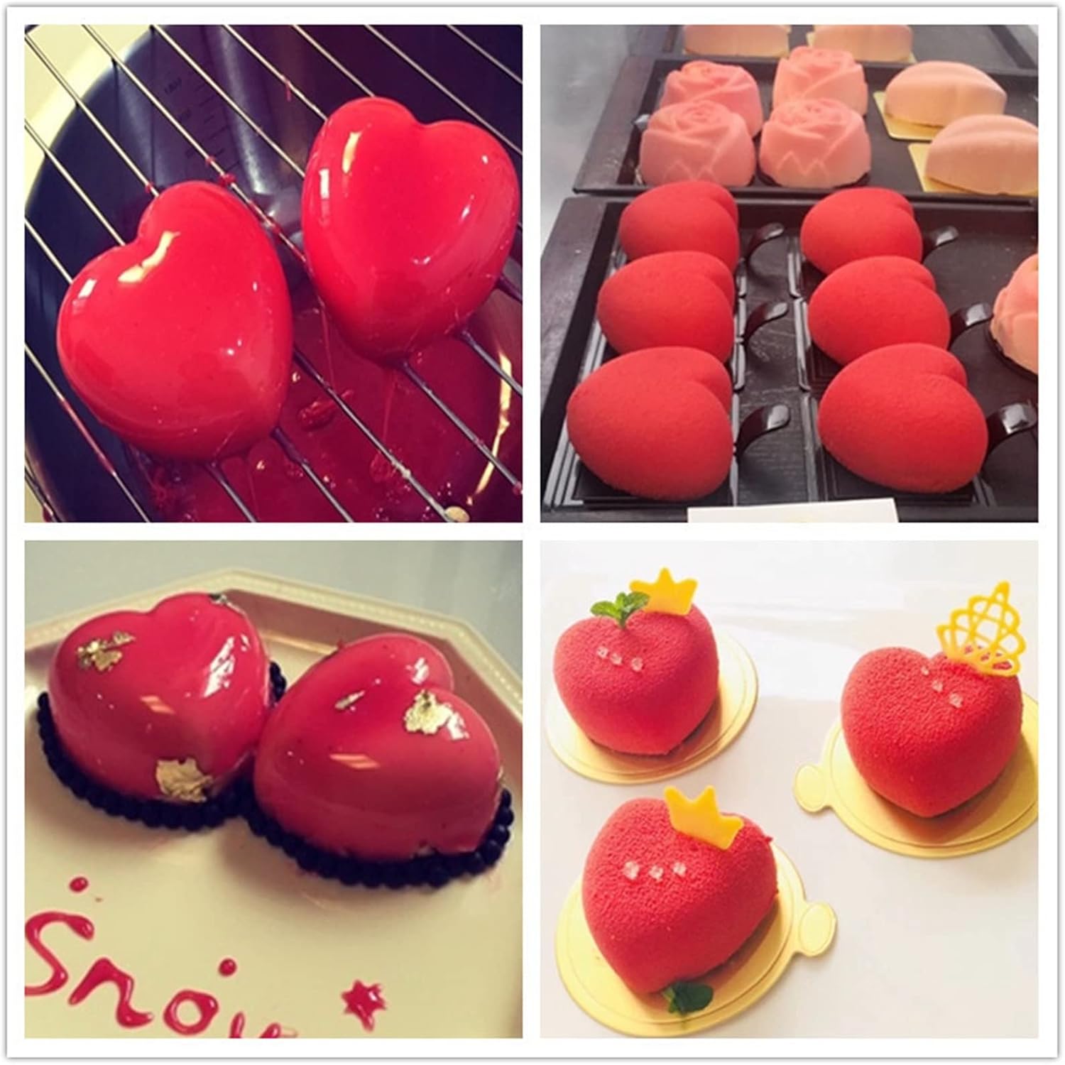Heart Silicone Chocolate Molds - 3D Mousse Cake Baking Reusable Non-stick Easy Release Mold For Mother's Day Chocolate Cheese Dessert Cheesecake Jelly Soap (8-Cavity)