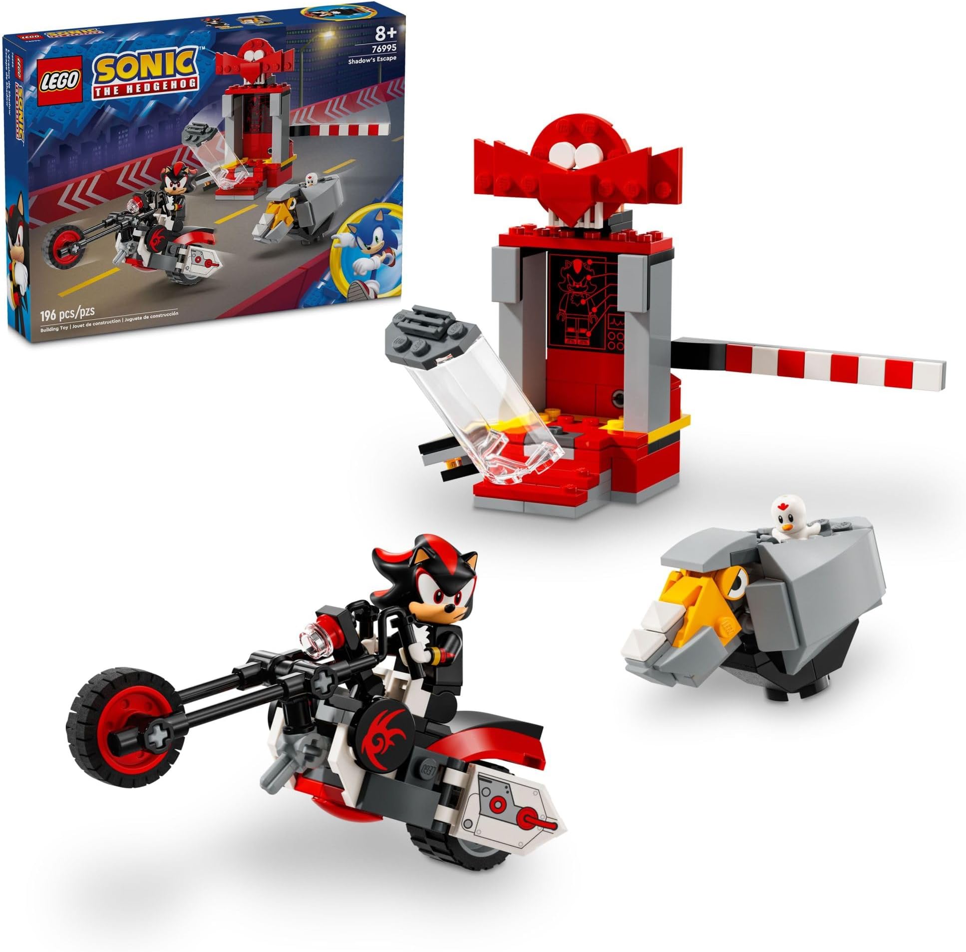 Sonic The Hedgehog Shadow The Hedgehog Escape Building Set, Motorcycle Toy, Video Game Character Figures, Sonic Toy for Kids, Gift for Gamers Ages 8 Plus, 76995