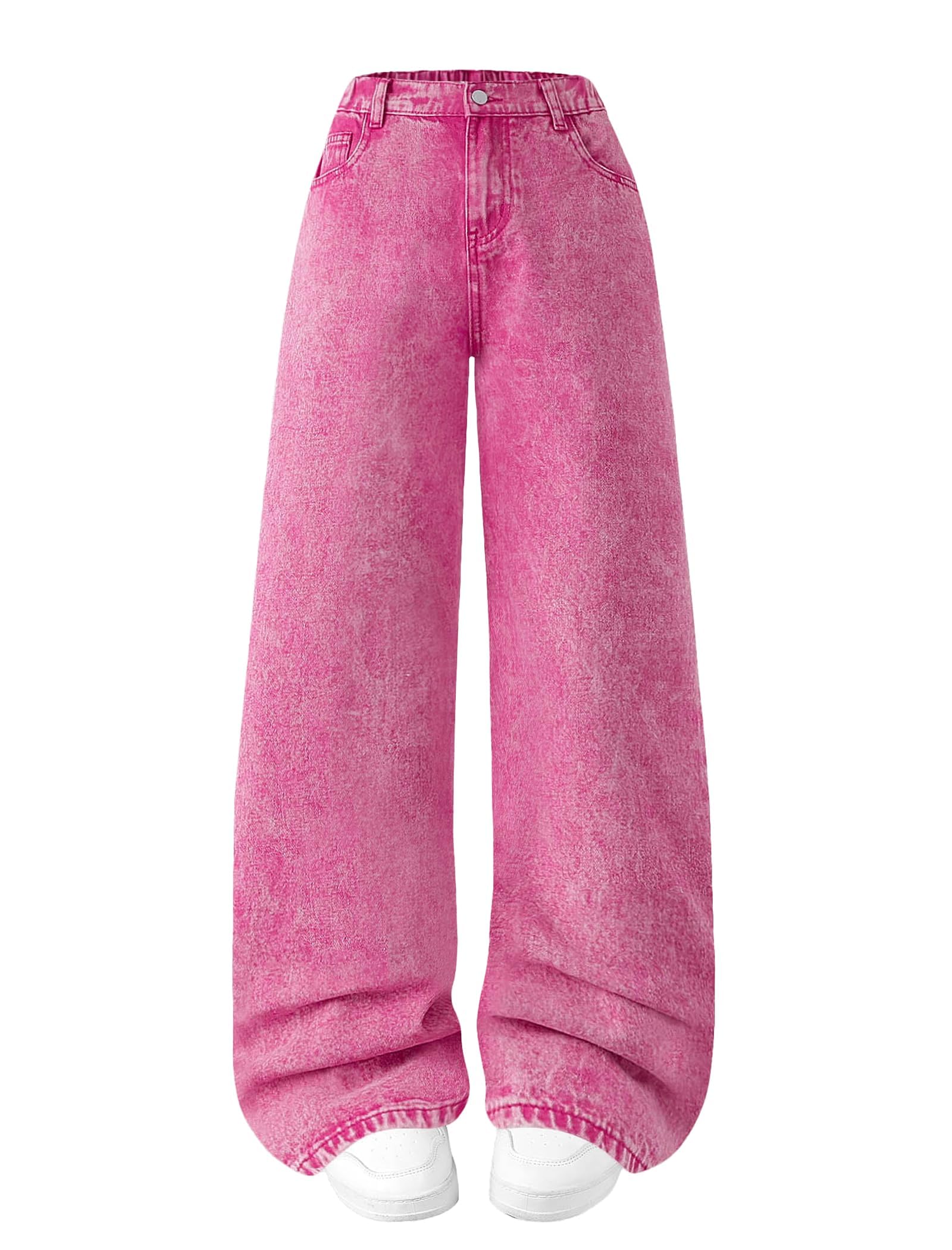 Jeans for Girls Baggy Wide Leg High Waisted Y2K Denim Pants 7-14Y