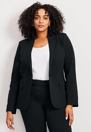 Avenue Women's Plus Size Super Stretch One Button Blazer
