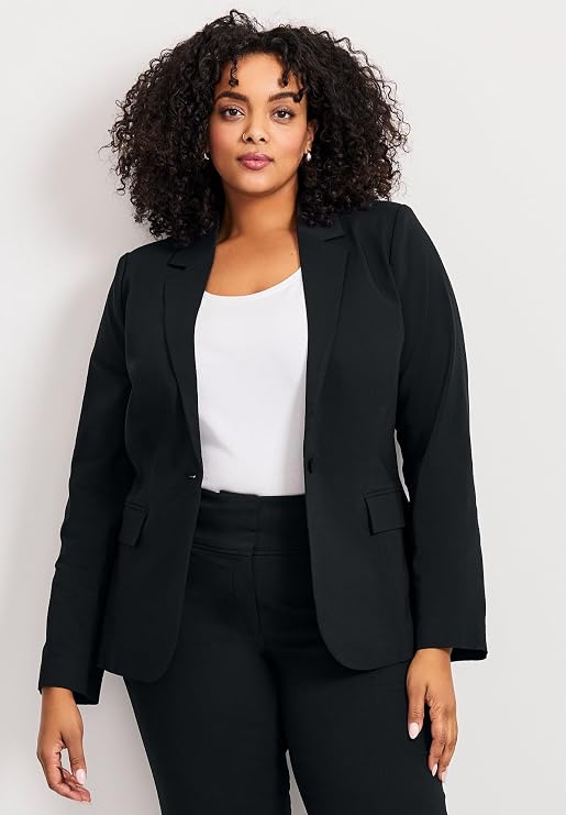Avenue Women's Plus Size Super Stretch One Button Blazer