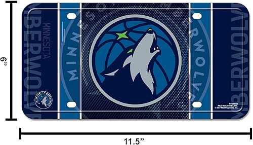 Miniatura 210 de Rico Industries Etiqueta de metal de baloncesto de la NBA de 6 x 12 pulgadas, ideal para camiones/coches/SUV