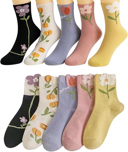 MOMISY Women's Cotton Blend Ankle Length Socks-Multicolor-Free Size-Pack of 5