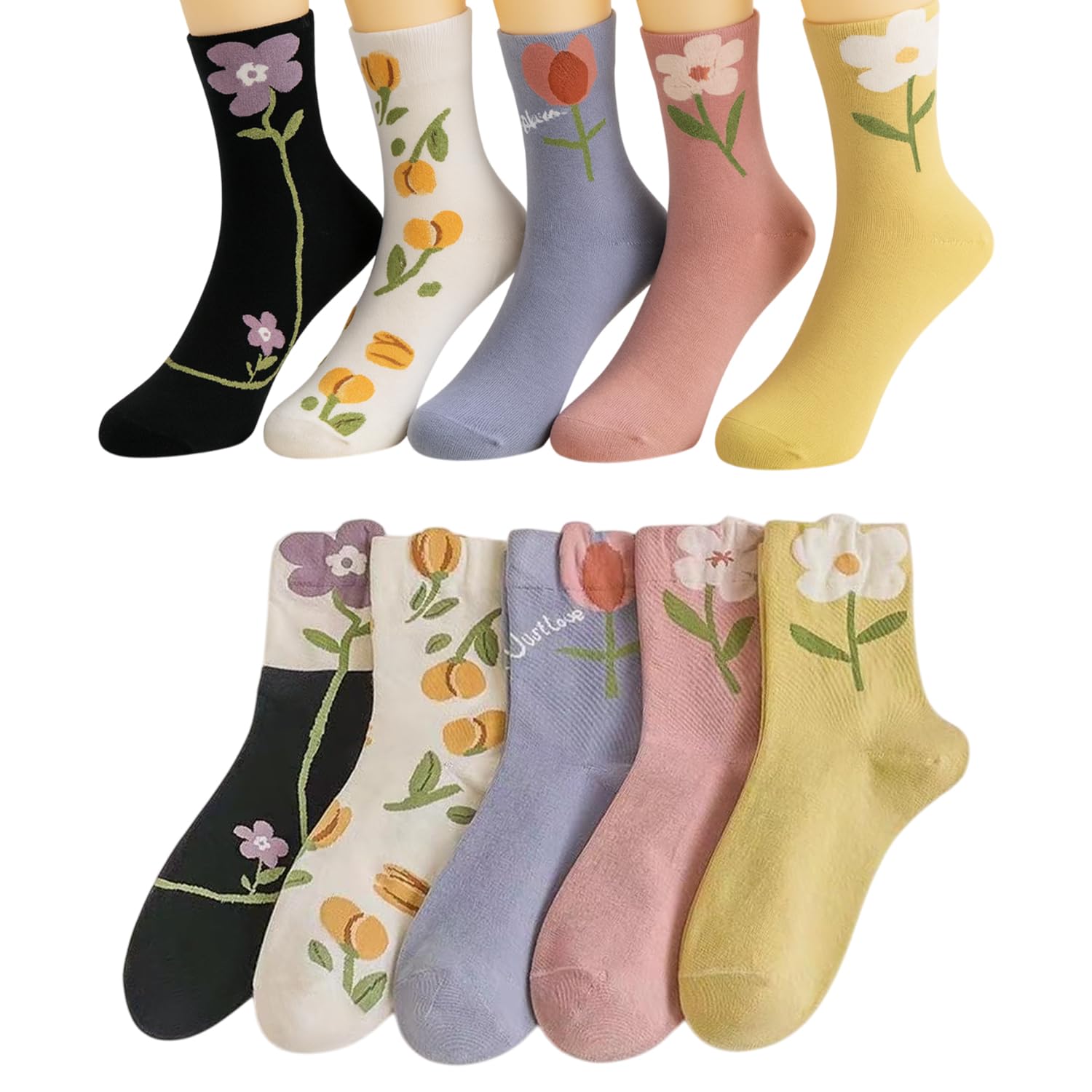 Women's Cotton Blend Ankle Length Socks-Multicolor-Free Size-Pack of 5